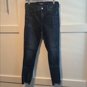 Express Midnight Blue Frayed Hem Jeans, size 8
